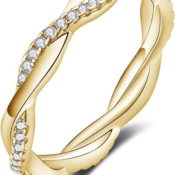 Moissanite Wedding Band Wedding Rings for Women Twisted Rings 925 Sterling Silve